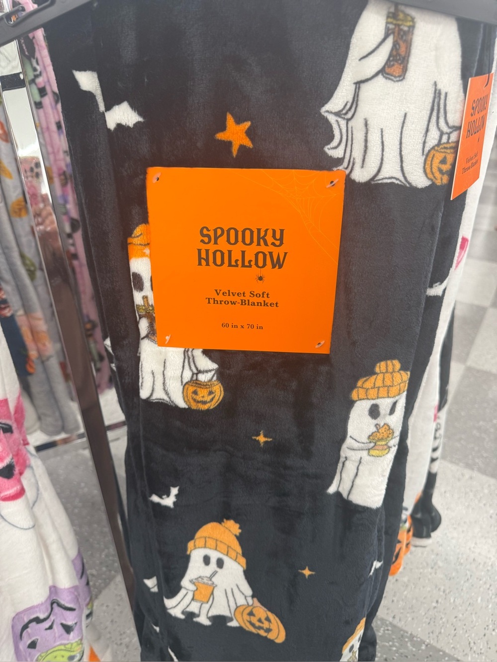 Kids Halloween Ghost Costume Throw Blanket - Black & Orange